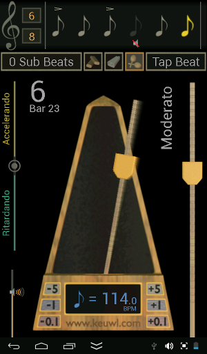 screenshot of metronome app
